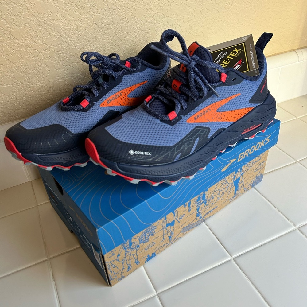 Brooks Cascadia 17 GTX waterproof trail running shoes.